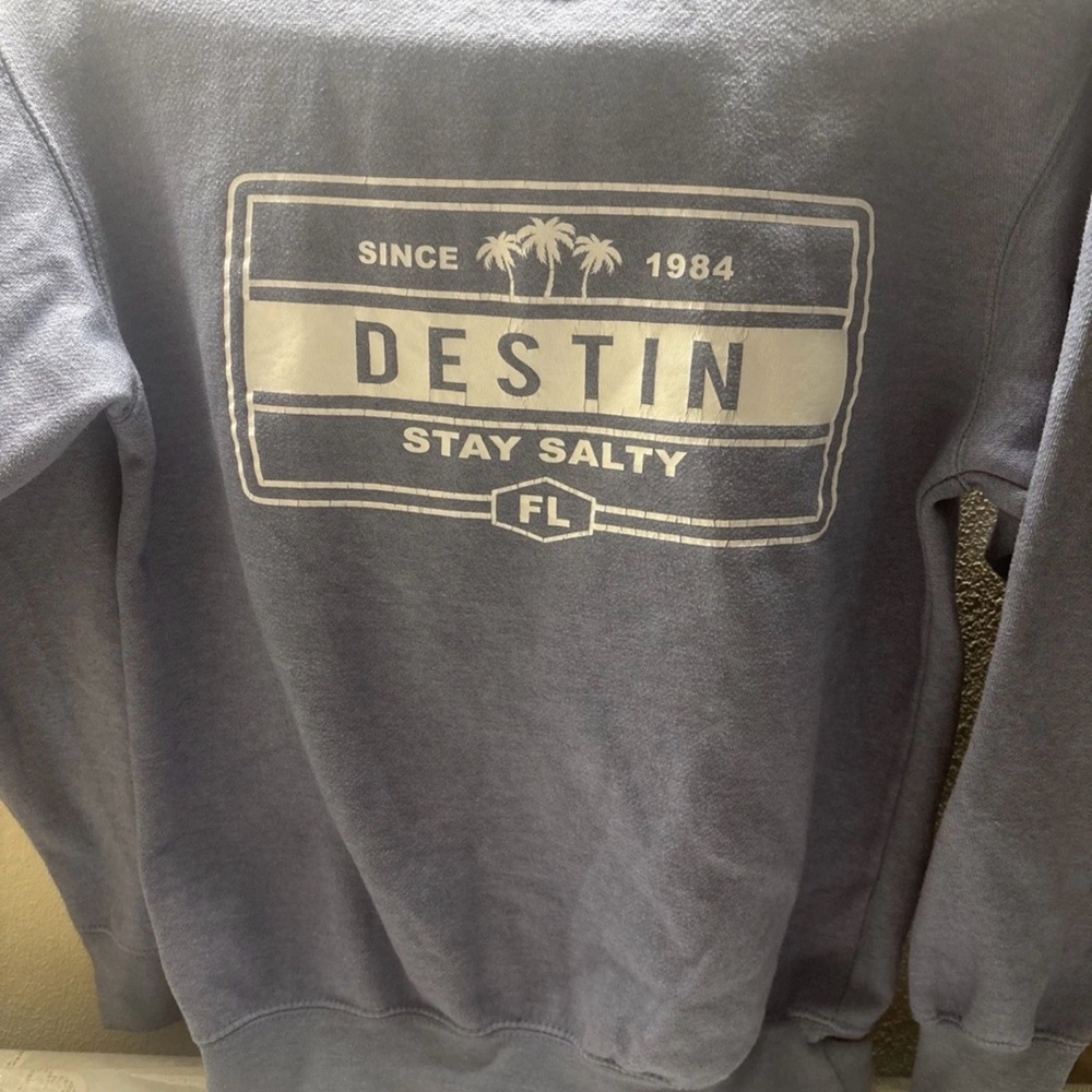 Destin Graphic Crewneck Sweater in Slate Blue